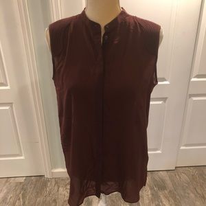 Sheer Burgundy Sleeveless Blouse